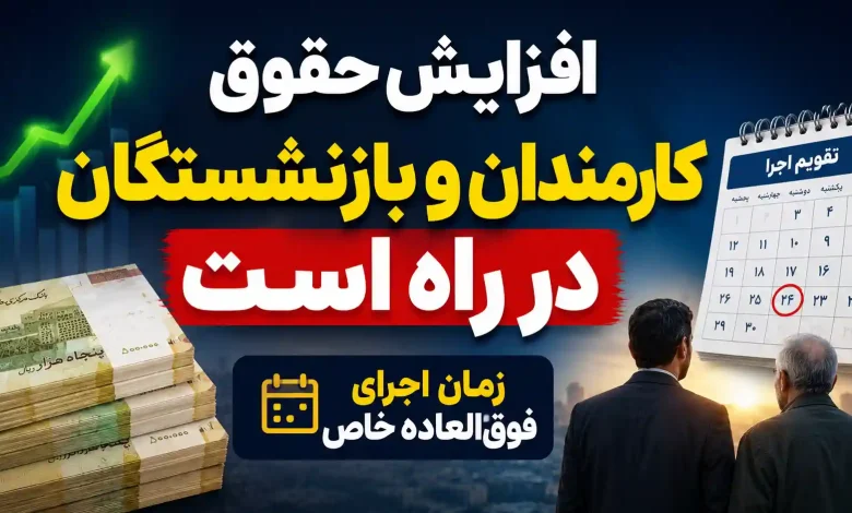 جزئیات مصوبات جدید شورای حقوق و دستمزد: افزایش حقوق کارمندان و بازنشستگان در راه است، زمان اجرای فوقالعاده خاص اعلام شد جزئیات مصوبات جدید شورای حقوق و دستمزد: افزایش حقوق کارمندان و بازنشستگان در راه است، زمان اجرای فوقالعاده خاص اعلام شد