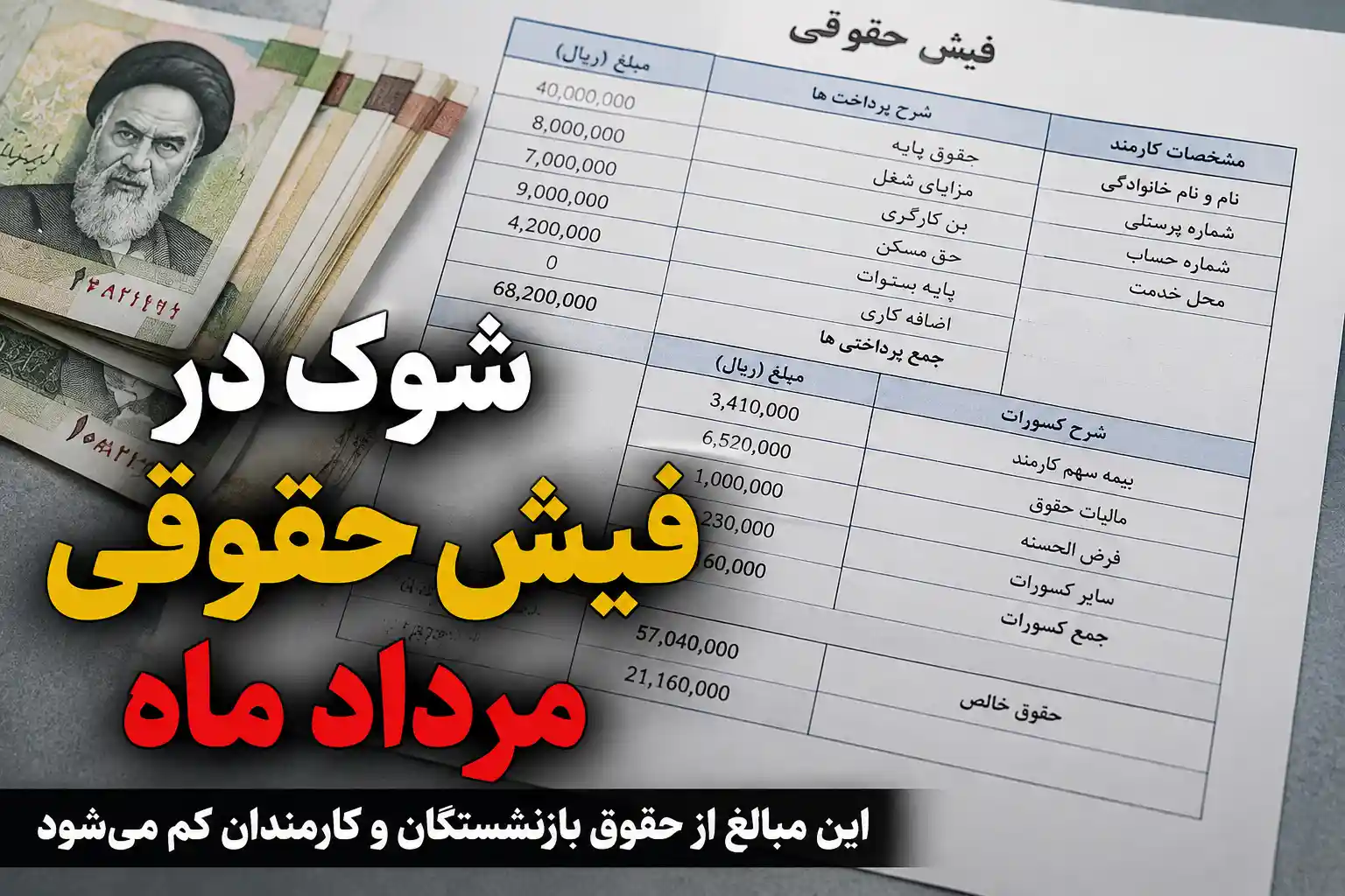 شوک در فیش حقوقی مرداد ماه | این مبالغ از حقوق بازنشستگان و کارمندان کم میشود شوک در فیش حقوقی مرداد ماه | این مبالغ از حقوق بازنشستگان و کارمندان کم میشود